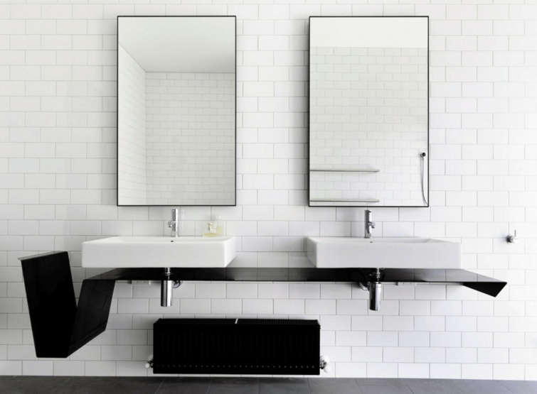miroir salle de bain noir blanc