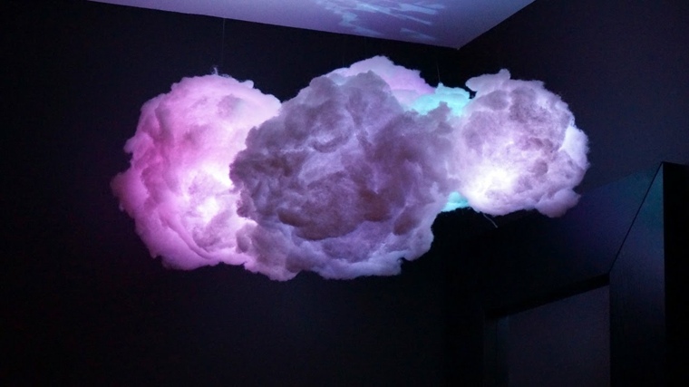 suspension nuage design fabrication chez soi idée original déco chambre enfant éclairage 