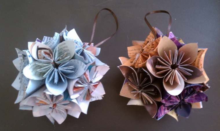 origami déco Noël boules fleurs