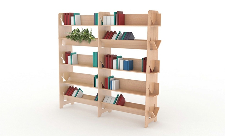 bibliothèque bois design moderne bureau aménagement idée meuble bois design lvlv bookshelf