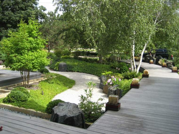 aménagement de jardin moderne allee bois