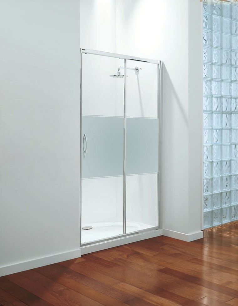 porte de douche classique verre idée aménagement douche italienne parquet bois