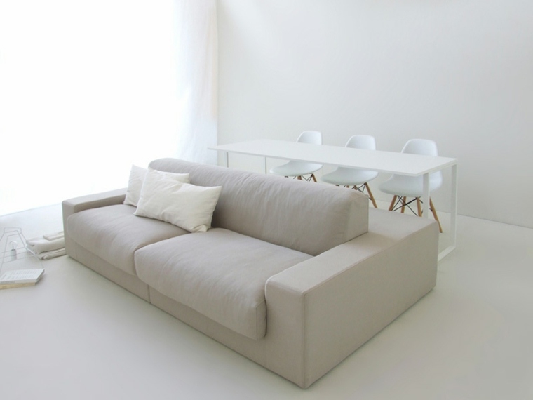 canapé petit espace blanc design intérieur moderne table blanche design arkimera