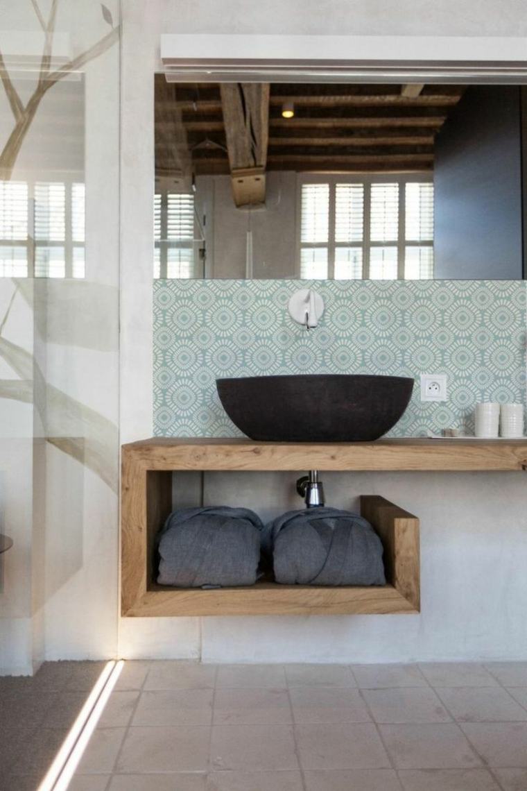 carrelage marocain salle de bains idée déco mur bois design évier 