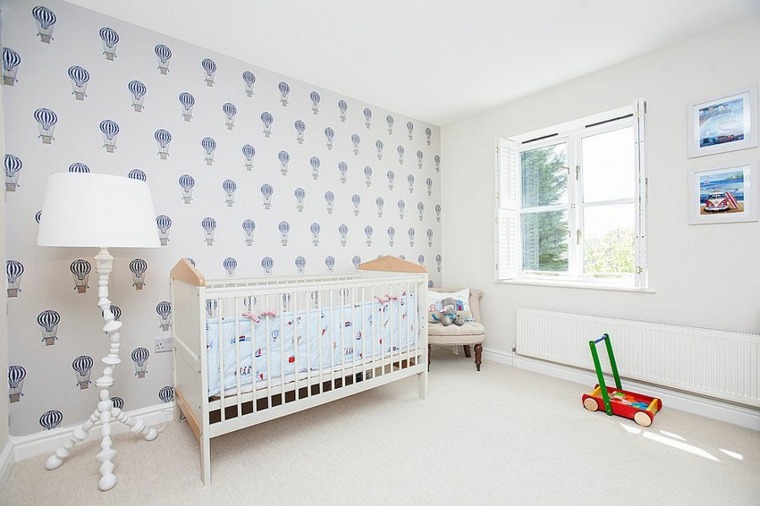 chambre bébé moderne bleu blanc