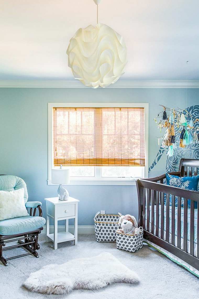 chambre bebe moderne bleu clair