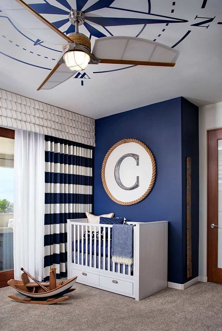 chambre bébé moderne design blanc bleu