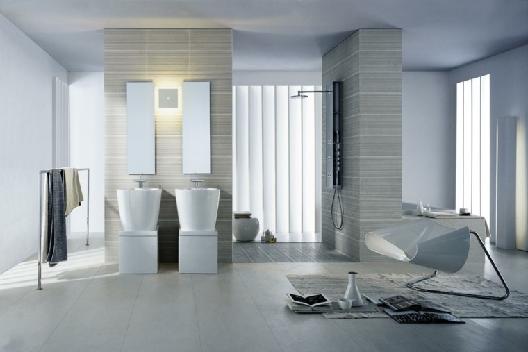 douche colonnes modernes salle de bain ouverte