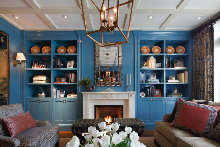 décoration salon contemporain bleu design