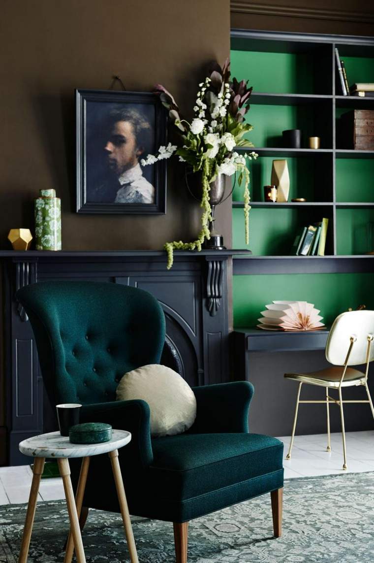 décoration salon contemporain vert