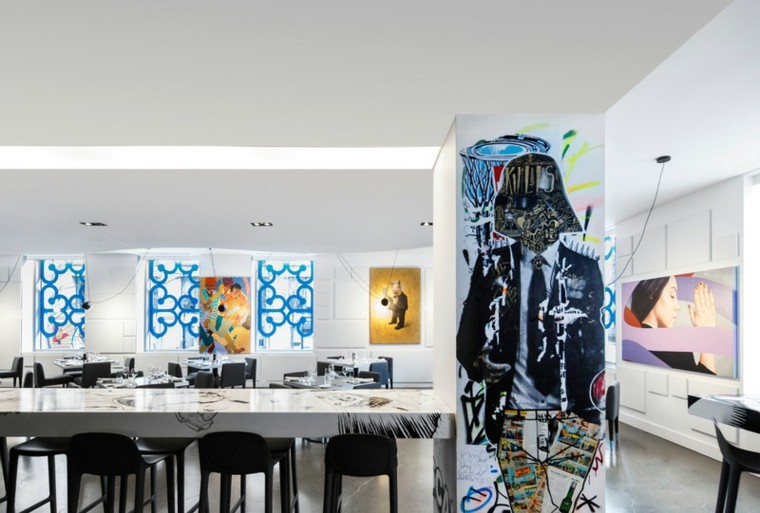 restaurant contemporain moderne décoration murale graffiti design intérieur hôtel w montréal patricia brochu massivart sid lee architecture contemporist bpc