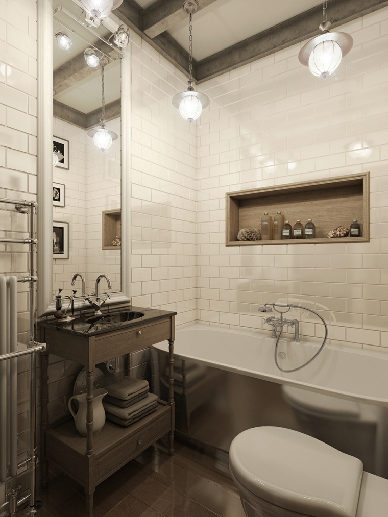 salle de bains industriel style intérieur loft design aménagement salle de bain wc