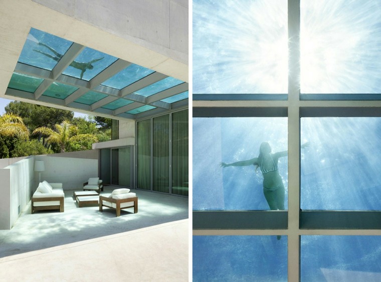 piscine transparente maison Espagne