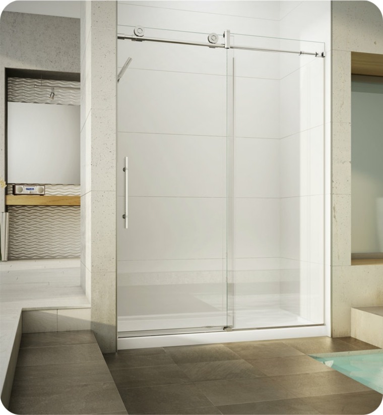 salle de bains idée aménagement cabine de douche paroi verre carrelage sol