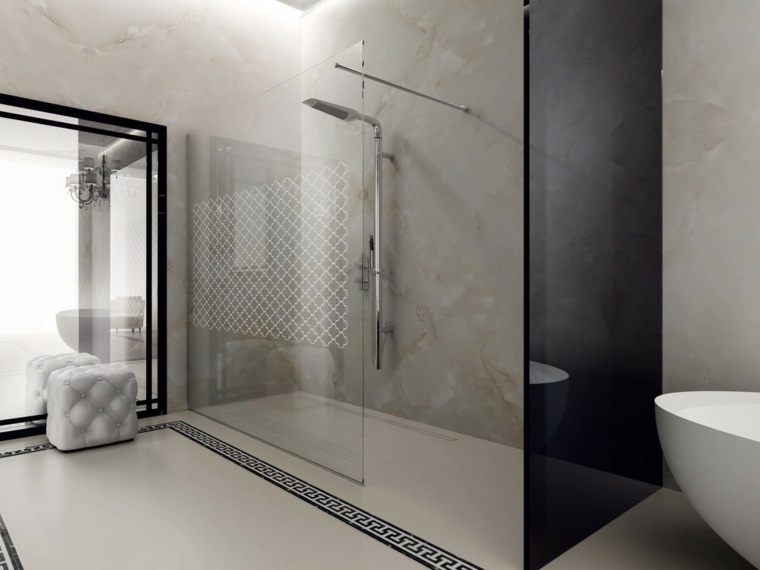 salle de bain colonnes douche italienne paroi verre