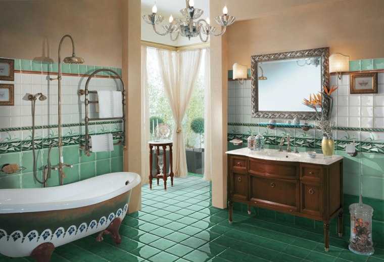 salle de bain retro verte