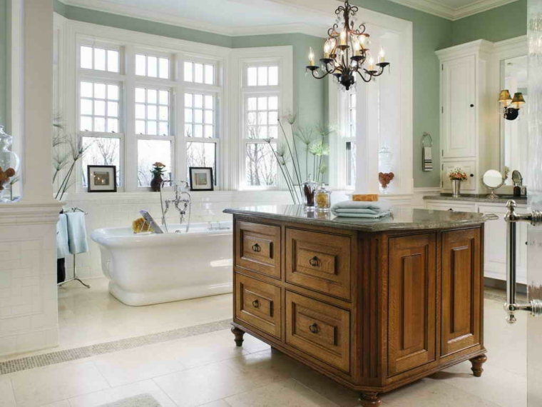 salle de bain vintage blanc vert