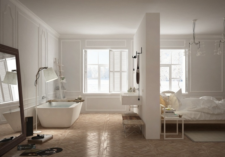 salle de bain design studio minimaliste idée éclairage baignoire