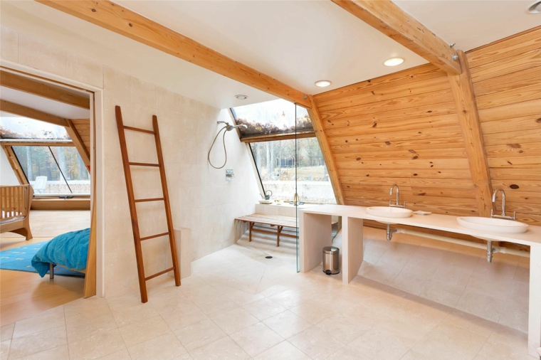 salle de bain éclairage naturel idée bois