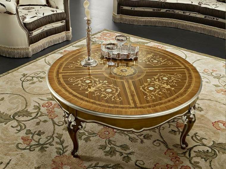 table baroque bois salon design idée aménagement tapis de sol
