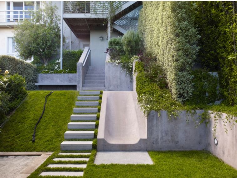 escalier design jardin beton