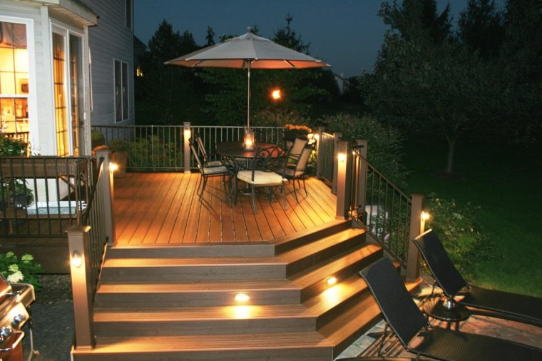 terrasse lumière extérieur idée spots lumineux jardin salon pergola