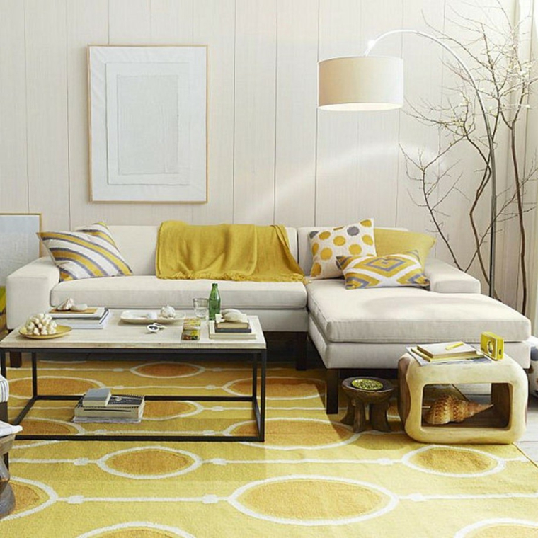 Idée couleur salon : salons modernes aux accents jaunes - Designmag.fr ...