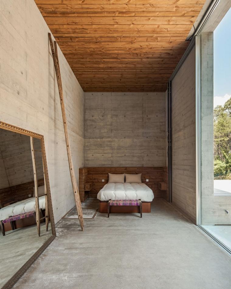maison design moderne chambre à coucher lit idée aménagement béton