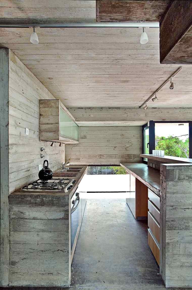intérieurs modernes design cuisine minimaliste béton bois aménagement