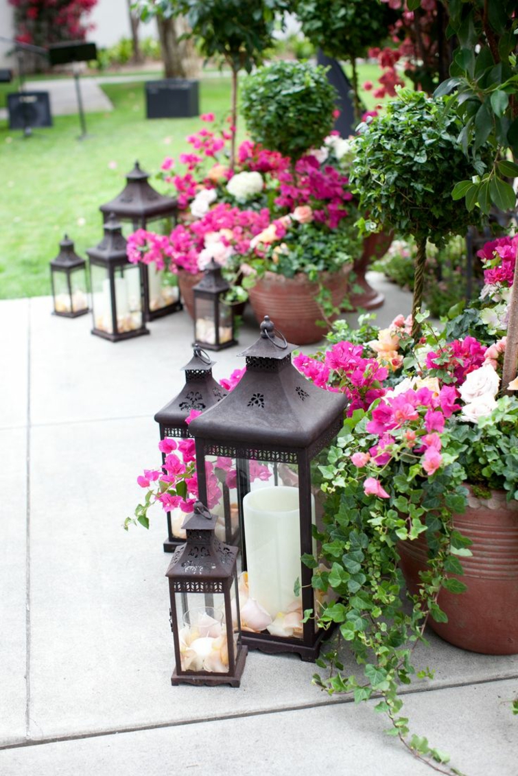 lanterne jardin deco fleurs