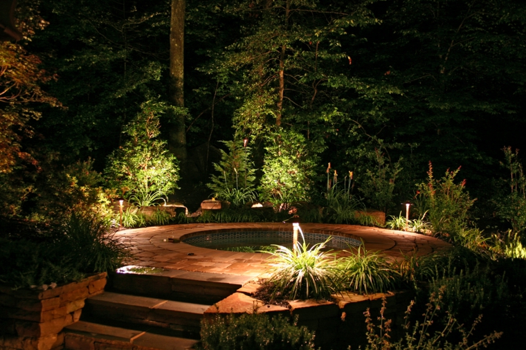 bassin jardin idée éclairage led déco extérieur luminaire 