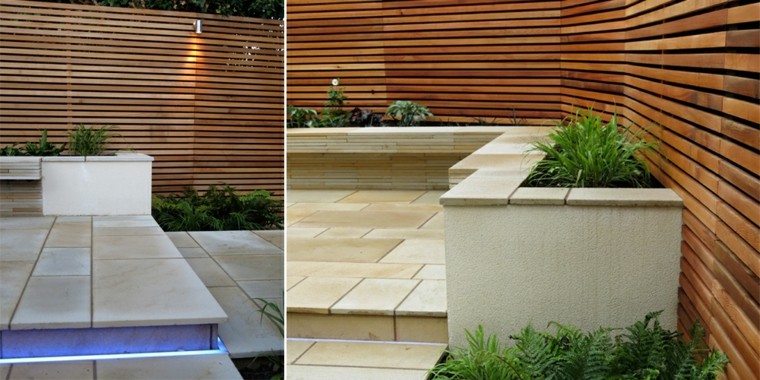 clôture jardin bois solide idée aménagement extérieur bois matériau recyclé 