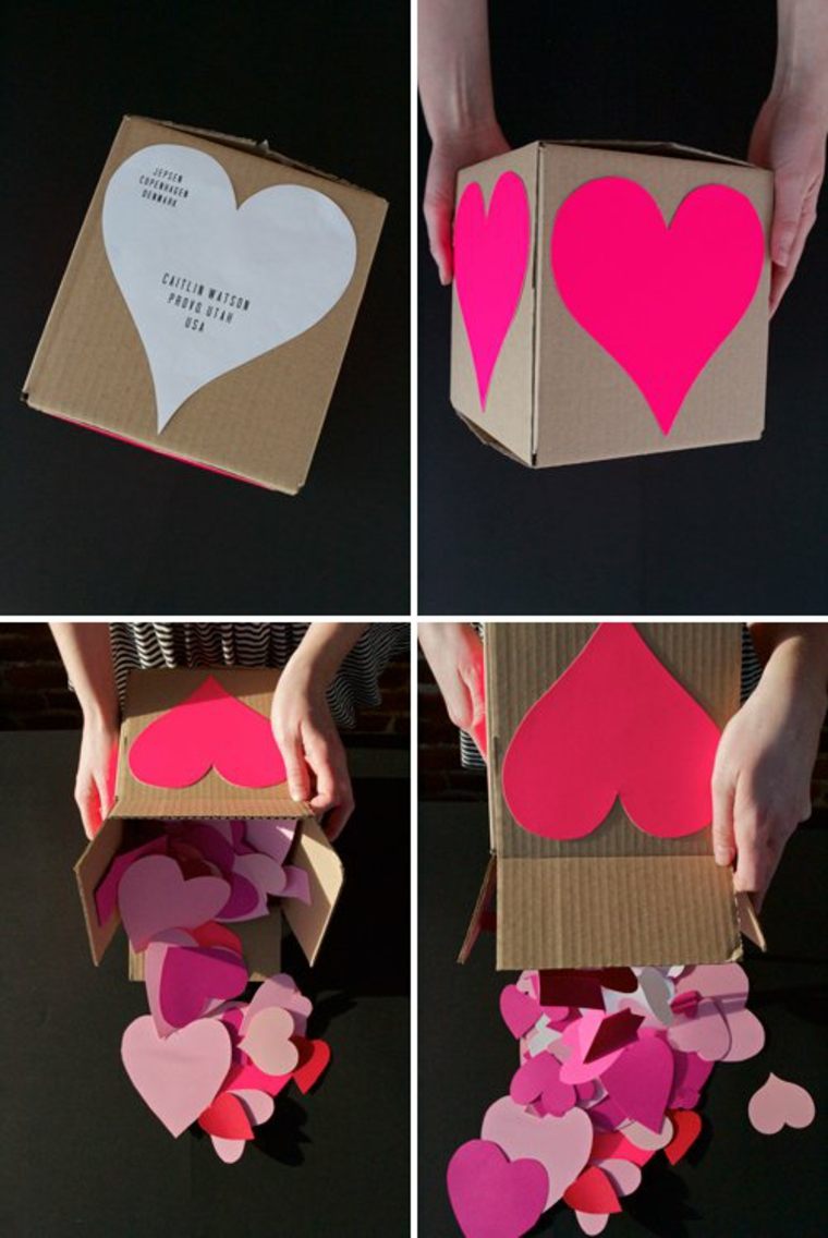 saint valentin boîte carton coeurs idée cadeau saint valentin original diy 