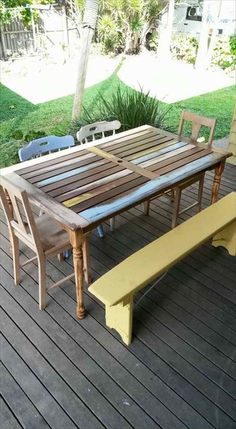 table palette bois idée salon jardin chaise aménagement banc jardin