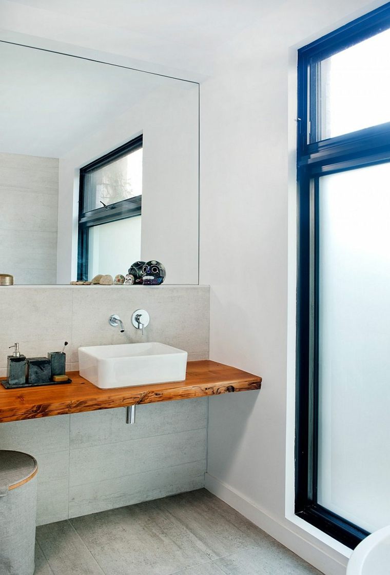salle de bain béton bois idée intérieurs modernes 