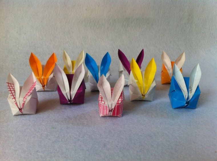 origami paques serviette lapin
