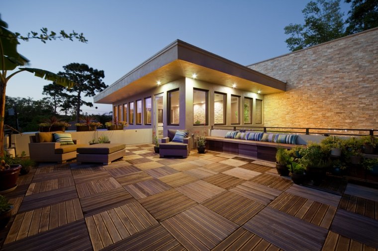 terrasse sur toit sol bois