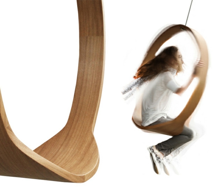 balançoire en bois design swing design moderne intérieur salon