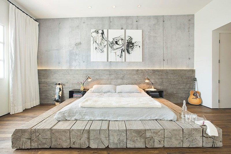bois recyclé lit design moderne écolo subu design studio santa monica californie tableau mur déco appartement industrielle