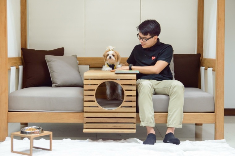 canapé modulable bois meuble chien design idée canapé salon