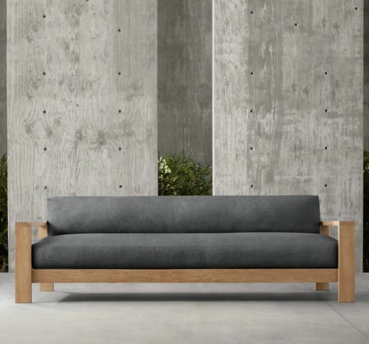 canapé design moderne coussins gris canapé bois extérieur aménagement idées 