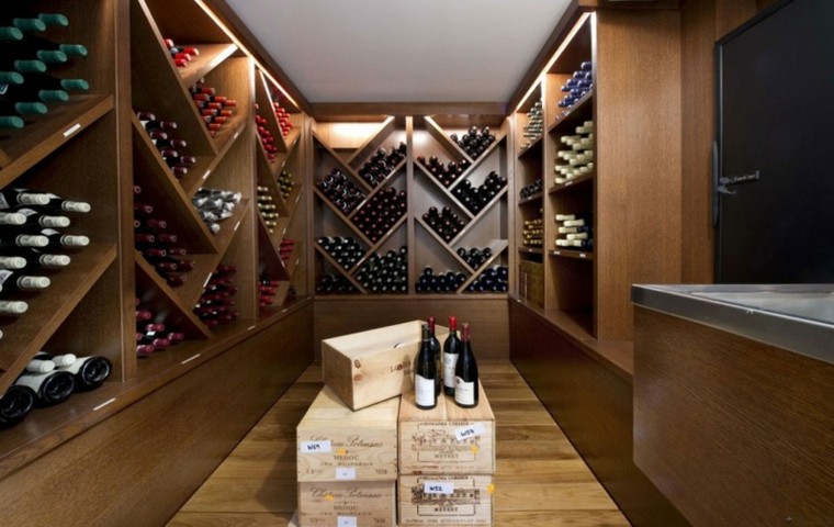 caves à vin design moderne étagères bois idée rangement