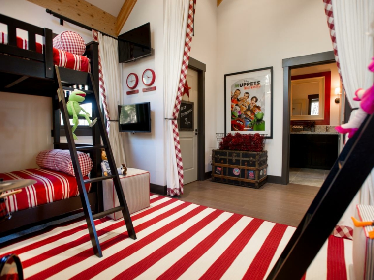 chambre enfant moderne tapis rouge