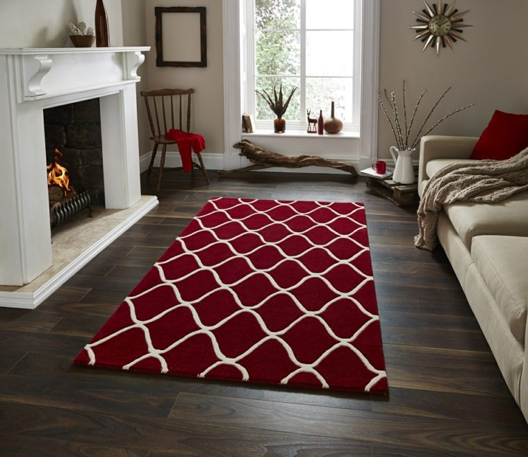 déco rouge tapis moderne idee