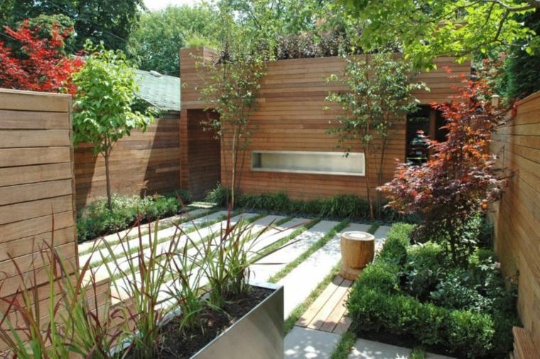 aménagement jardin cloture bois idée extérieur 