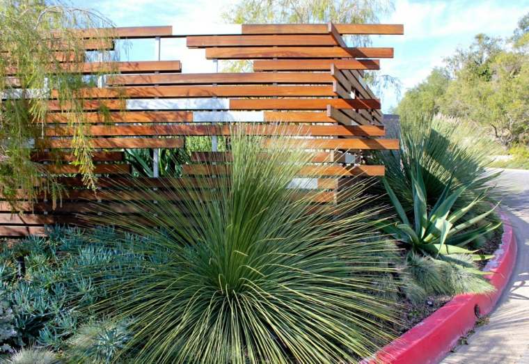 jardin cloture moderne en bois extérieur design 