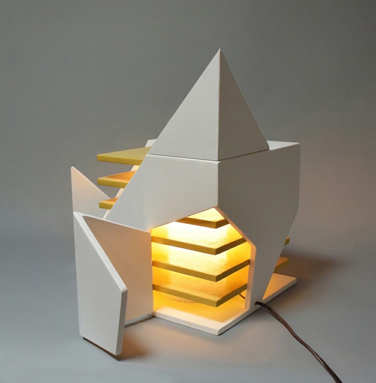 objet design moderne lampe pliable bois design planches 
