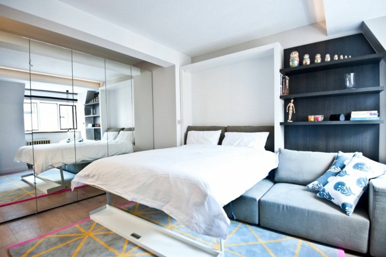 aménagement intérieur de petit appartement meuble lit gain de place