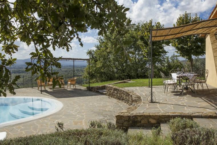 idees terrasse jardin piscine italienn