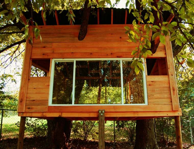 cabane bois jardin vitre idée design moderne